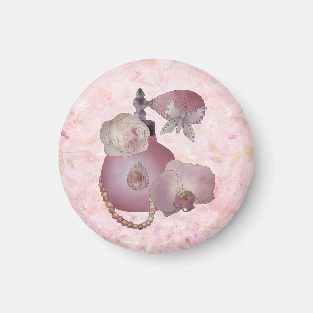 Vintage perfume button magnet (Front)