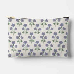 Vintage Periwinkle & Poppy Red Botanical Accessory Pouch
