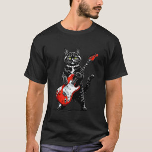 Vintage Persian Cat Playing Guitar Funny Kitten Pe T-Shirt
