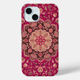 Vintage Persian Floral Rug Pattern iPhone 15 Case