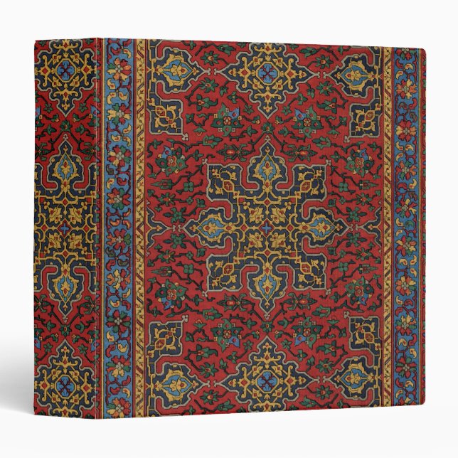 Vintage Persian Rug Pattern Red Blue Arabesque Binder (Front/Spine)