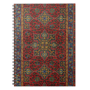 Vintage Persian Rug Pattern Red Blue Arabesque Notebook