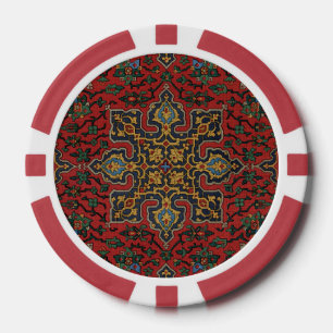 Vintage Persian Rug Pattern Red Blue Arabesque Poker Chips