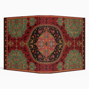 Vintage Persian Rug Pattern Red Green Arabesque Binder