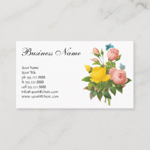 Vintage Persian Yellow Rose Tea Roses by Redoute Business Card
