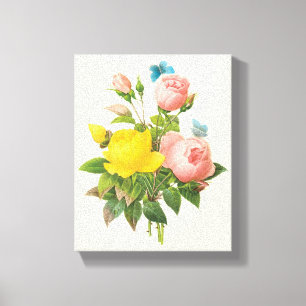 Vintage Persian Yellow Rose Tea Roses by Redoute Canvas Print