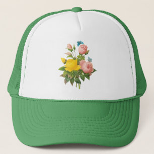 Vintage Persian Yellow Rose Tea Roses by Redoute Trucker Hat