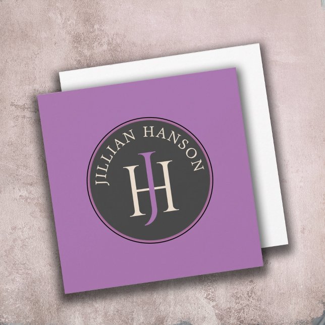 Vintage Personal Monogram Name Logo Pale Purple Card (Creator Uploaded)