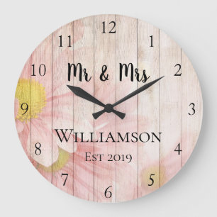 Vintage Personalized Antique Rose Wood Custom Large Clock