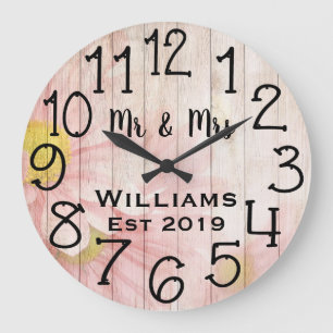 Vintage Personalized Antique Rose Wood Custom Large Clock