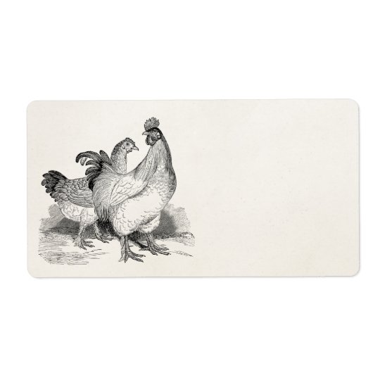 Vintage Personalized Chicken Rooster Cochin Birds Shipping Label