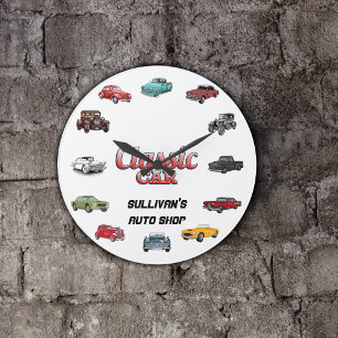 Vintage Personalized Classic Car  Large Clock