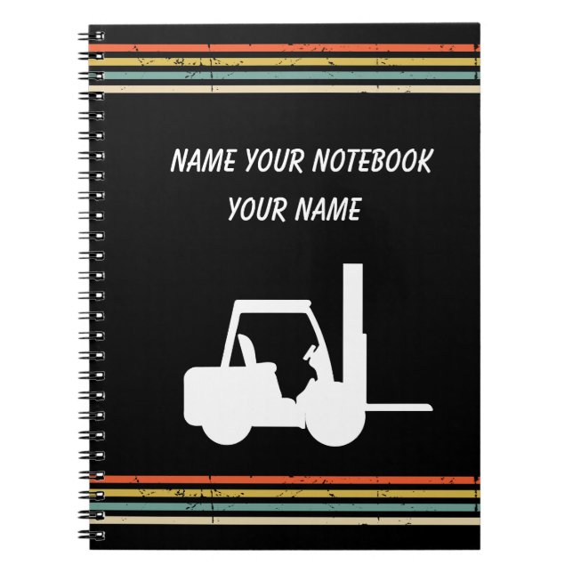 Vintage Personalized forklift Notebook (Front)