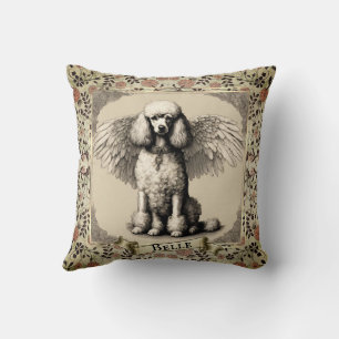 Vintage Personalized French Poodle Angel Throw Pillow