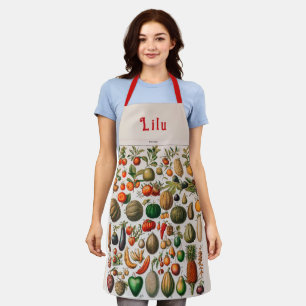 Vintage Personalized Fruit & Vegetables Pattern Apron