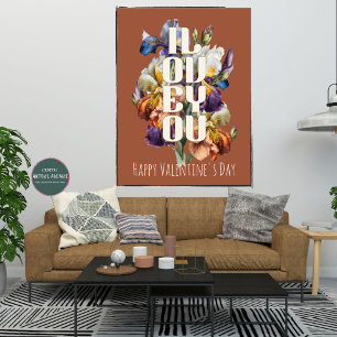 Vintage Personalized I Love You Flower Valentine  Poster