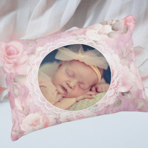 Vintage Personalized Memory Roses Lace  Accent Pillow