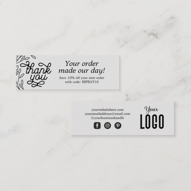 Vintage Personalized Order Thank You Card (Front/Back)