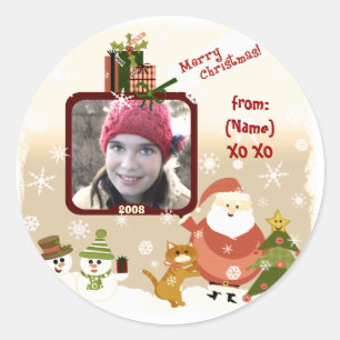 Vintage Personalized Photo Christmas Stickers