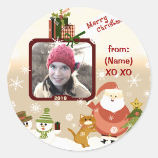 Vintage Personalized Photo Christmas Stickers