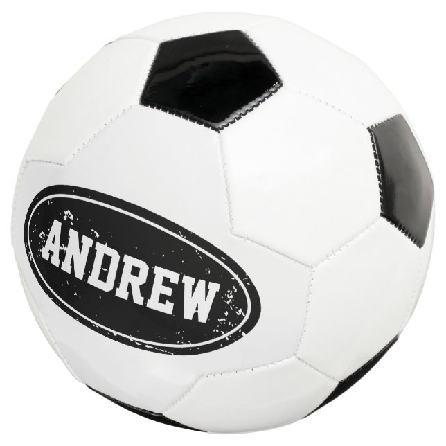 Vintage personalized soccer ball with custom name (Three Quarter)