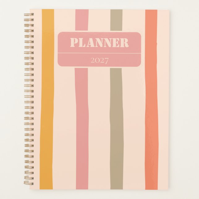 Vintage Personalized Striped  Planner (Front)