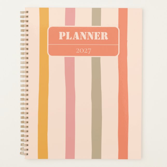Vintage Personalized Striped  Planner (Front)