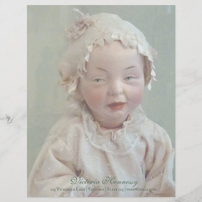 Vintage Personalized Victorian Ancient Girl Doll Letterhead (Front)