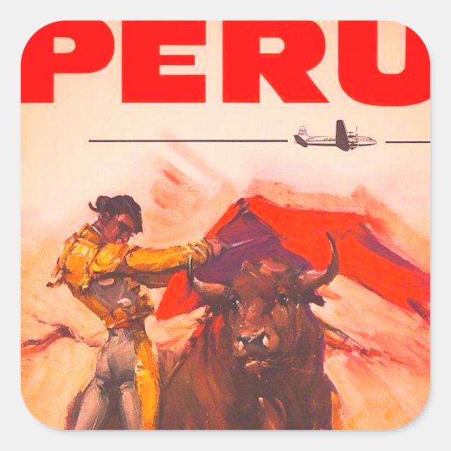 Vintage Peru Square Sticker (Front)