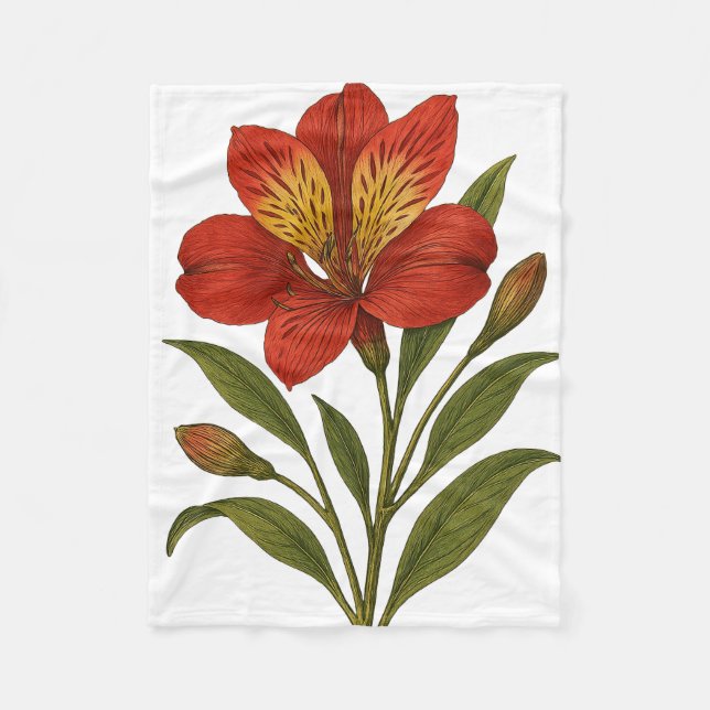 Vintage Peruvian lily Fleece Blanket (Front)