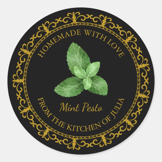 Vintage Pesto de menthe fait maison Étiquette l No (Devant)