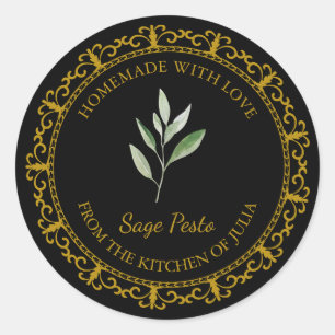 Vintage Pesto de Sage fait maison Étiquette l Noir