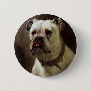 Vintage Pet Animals, Boxer Puppy Dog Portrait 2 Inch Round Button