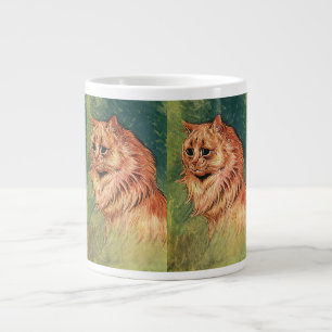 Vintage Pet Animals, Long Haired Orange Cat Large Coffee Mug