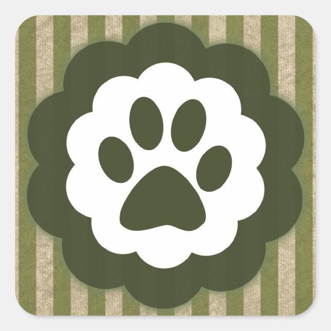 vintage pet paw square sticker (Front)