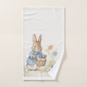  vintage peter bunny with flowers bath towel set