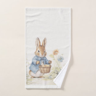vintage peter bunny with flowers bath towel set