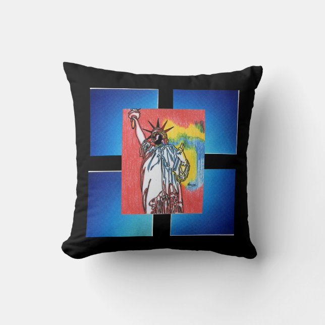 Vintage Peter Max statue of liberty throw pillow (Front)