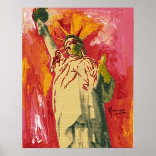 Vintage Peter Max style Statue of Liberty Poster