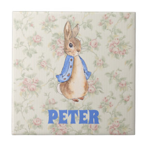 Vintage Peter Rabbit Beatrix Potter Floral Kid's Tile