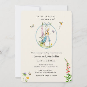 Vintage Peter Rabbit Blue Baby Boy Shower  Invitation