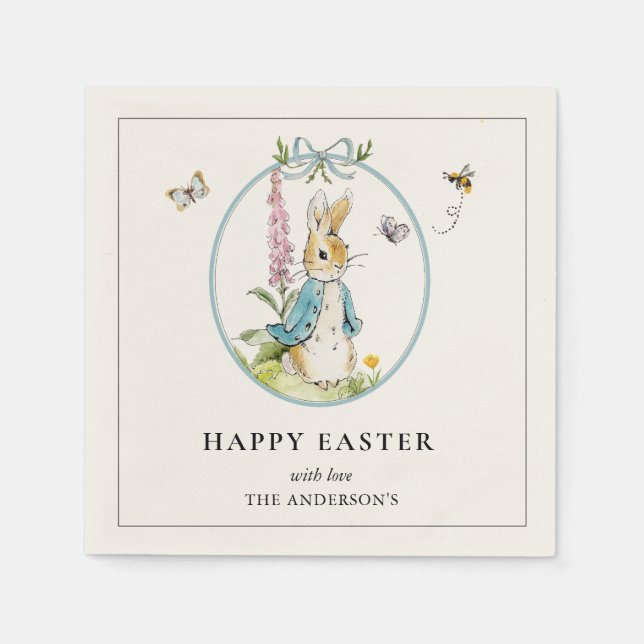 Vintage Peter rabbit Happy Easter Napkin (Front)
