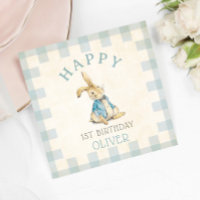 Vintage Peter The Rabbit Blue Gingham 1st Birthday