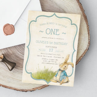 Vintage Peter The Rabbit First Boy Birthday Invitation