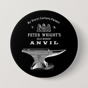 Vintage Peter Wright Anvil Blacksmithing 3 Inch Round Button