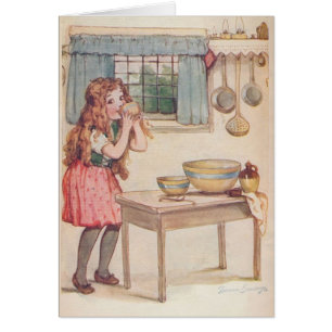 Vintage - Petite fille dans la cuisine,