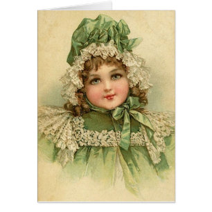 Vintage - Petite fille en vert,
