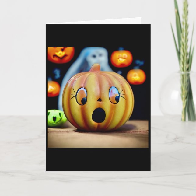 Vintage Petrified Pumpkin Halloween MCM Card  (Front)