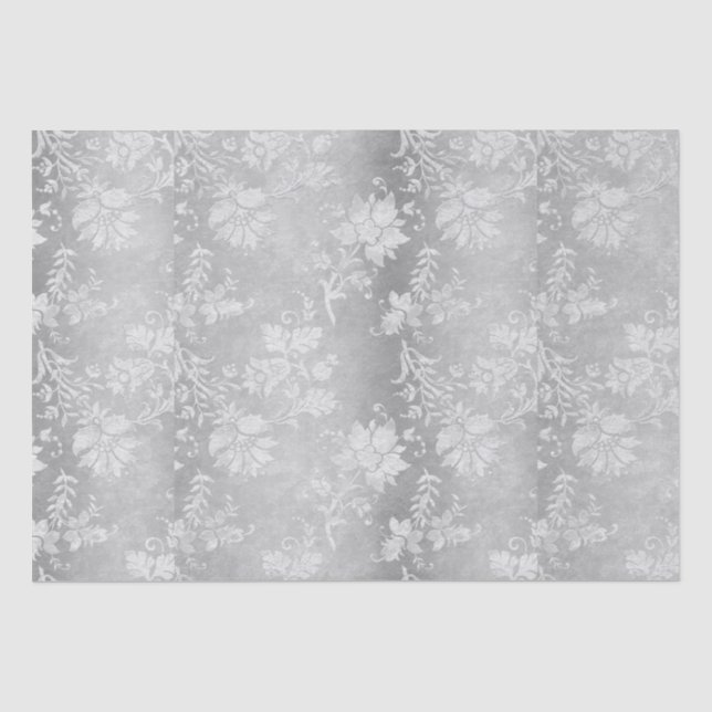 Vintage Pewter Brocade Wedding   Tissue Paper (Front)