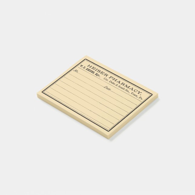 Vintage Pharmacy Label Post-it Notes (Angled)